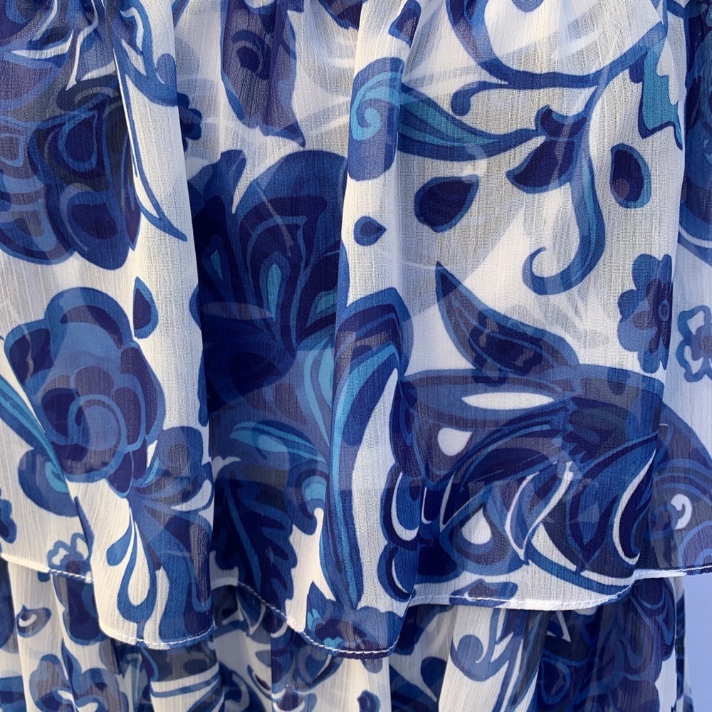 CAROLINE CONTRAS Floral Ruffled Dress Size L - Picture 5 of 8